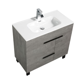 Alma-Gill 36 inch Cement Grey Free Standing Vanity with integrated Ceramic Sink