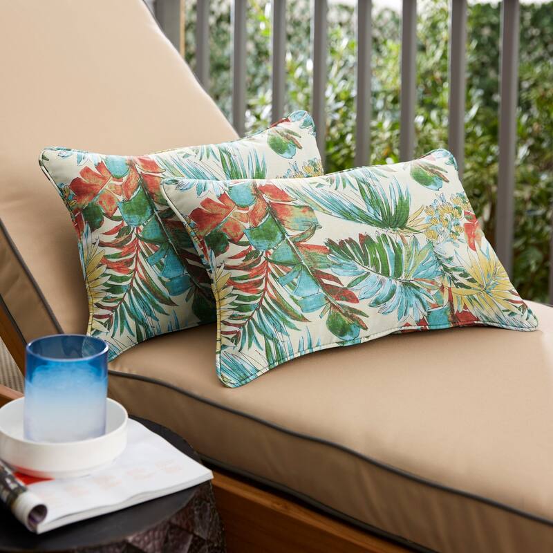 Red and Green Leaves Oblong Indoor/Outdoor Corded Chair Pillows (Set of 2) by Havenside Home