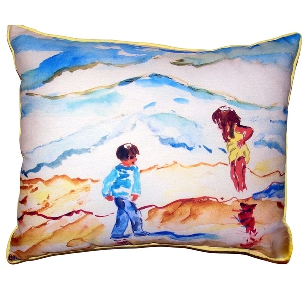 Wading at the Beach Large Pillow 16x20