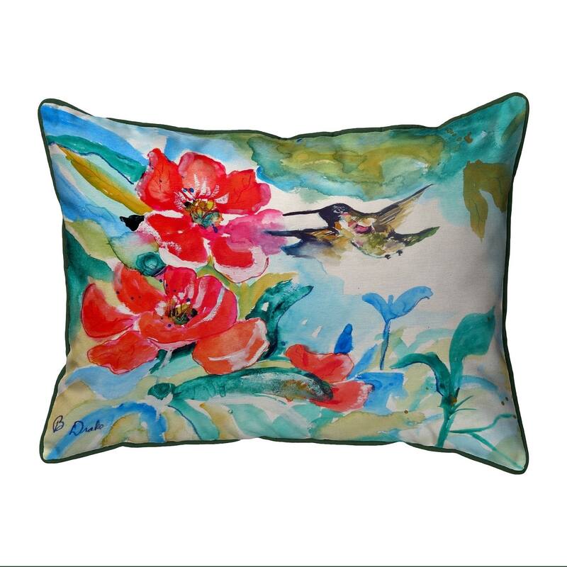 Hummingbird & Red Flower Large Pillow 16x20