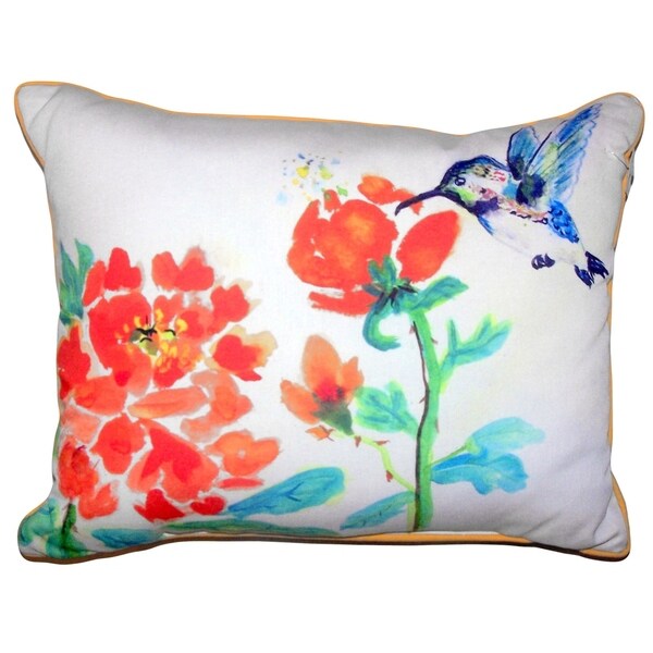 Hummingbird & Red Flower Large Pillow 16x20