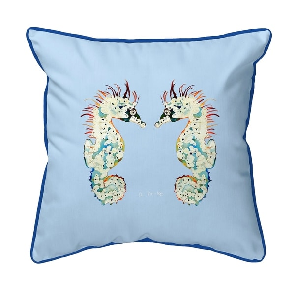 Betsy's Seahorses Light Blue Background Large Corded Pillow 18x18