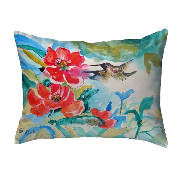 Hummingbird & Red Flower Noncorded Pillow 11x14