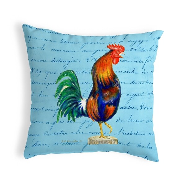 Blue Rooster Script - Small No-Cord Pillow 12x12