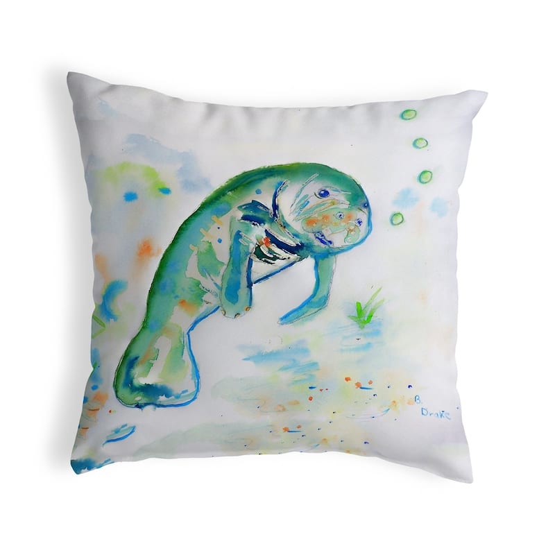 Betsy's Manatee Small No-Cord Pillow 12x12