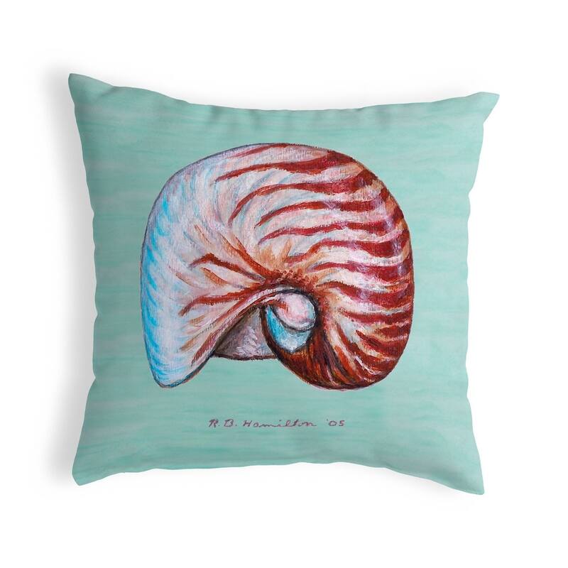 Nautilus Shell - Teal Small No-Cord Pillow 12x12