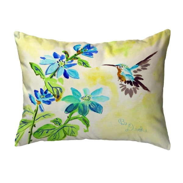 Aqua Hummingbird Noncorded Pillow 11x14