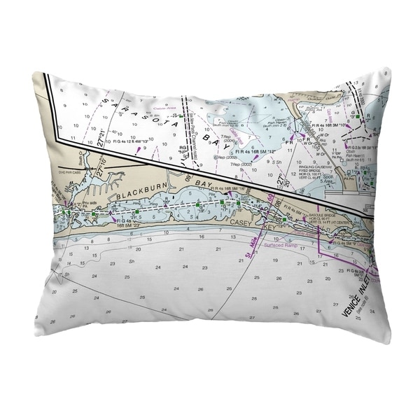 Blackburn Bay, FL Nautical Map Noncorded Pillow 11x14
