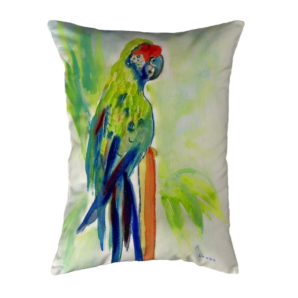 Green Parrot Small No-Cord Pillow 11x14