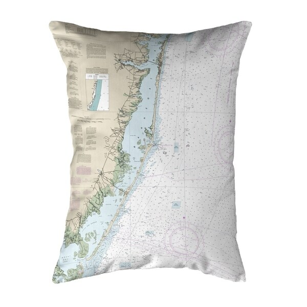 Long Beach, NJ Nautical Map Noncorded Pillow 11x14