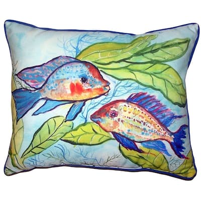 Pair of Fish Small Outdoor/Indoor Pillow 11x14