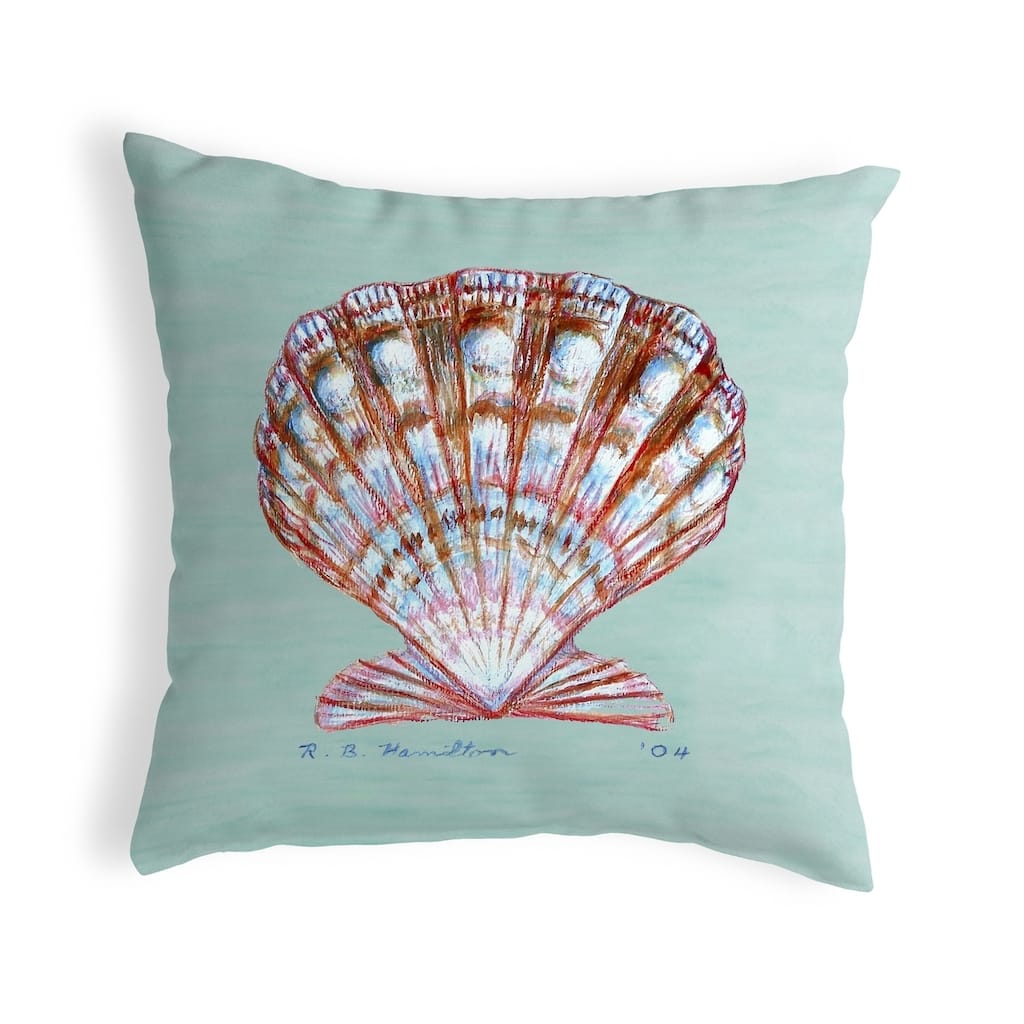 Scallop Shell - Teal Small No-Cord Pillow 12x12