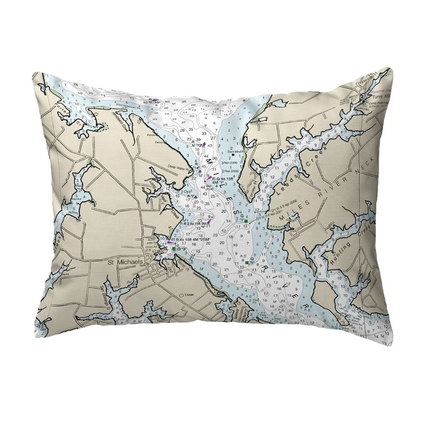 Chesapeake Bay - Miles River, MD Nautical Map Noncorded Pillow 11x14