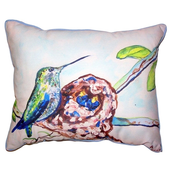 Hummingbird & Chicks Small Outdoor/Indoor Pillow 11x14