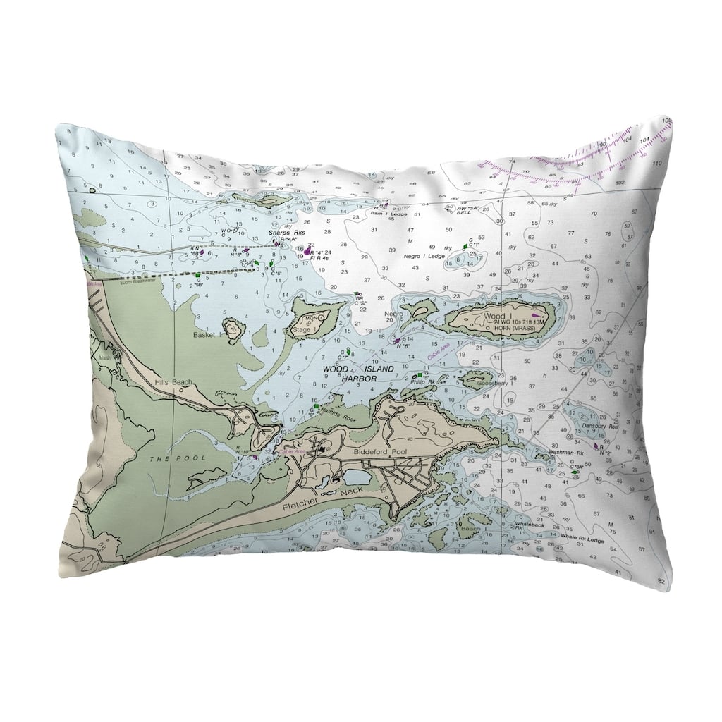 Biddleford Pool, ME Nautical Map Noncorded Pillow 11x14