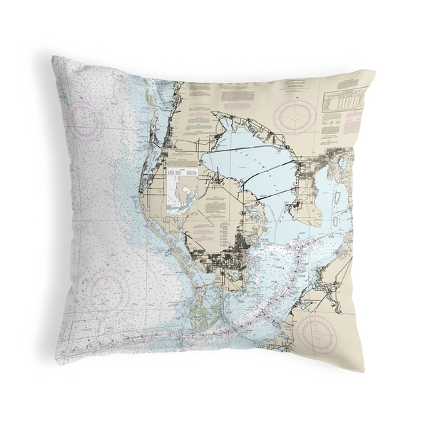 Tampa Bay, FL Nautical Map Noncorded Pillow 12x12