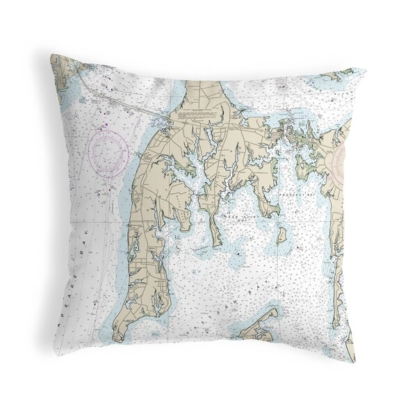 Kent Island, MD Nautical Map Noncorded Pillow 12x12