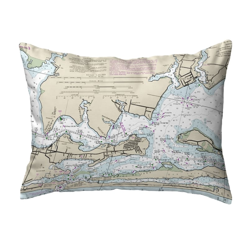 Orange Beach, AL Nautical Map Noncorded Pillow 11x14