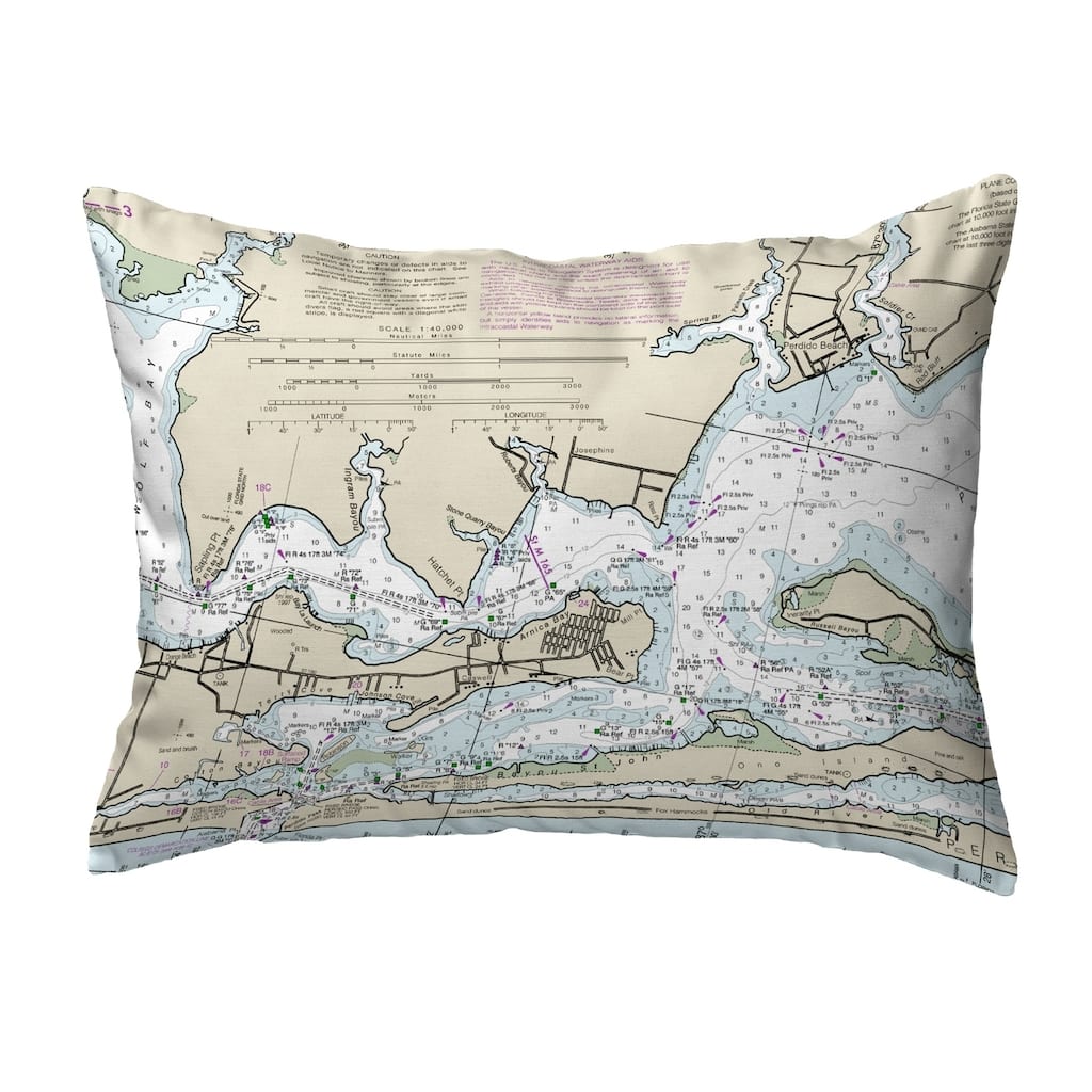 Orange Beach, AL Nautical Map Noncorded Pillow 11x14