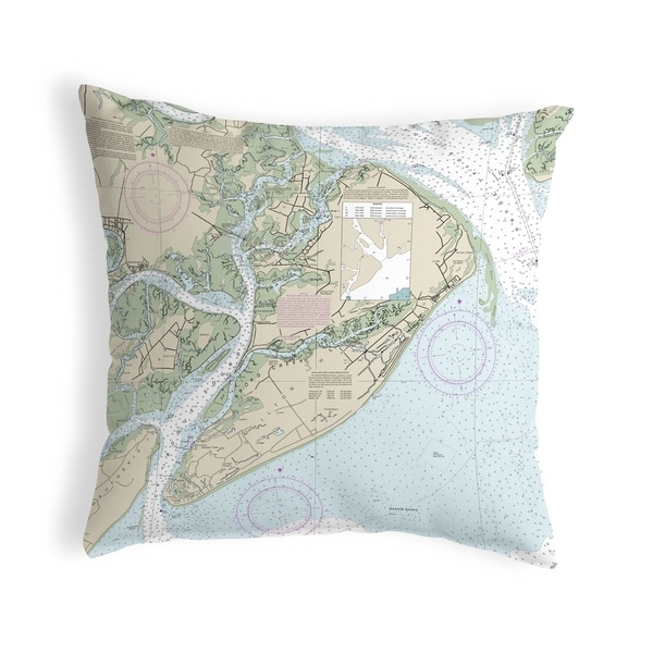 Hilton Head, SC Nautical Map Noncorded Pillow 12x12