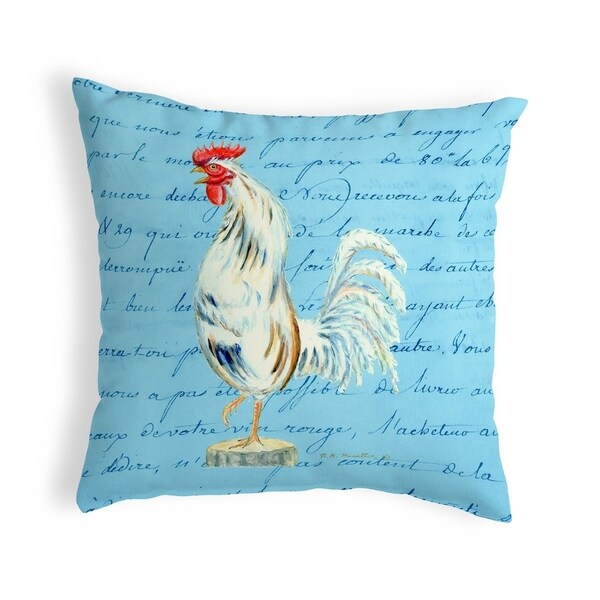 White Rooster Script Small No-Cord Pillow 12x12