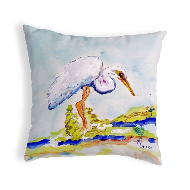 Betsy's Egret Small No-Cord Pillow 12x12