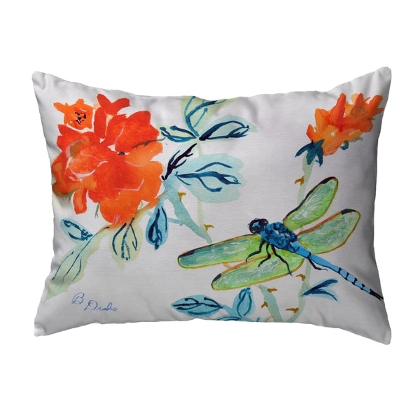Dragonfly & Red Flower Noncorded Pillow 11x14