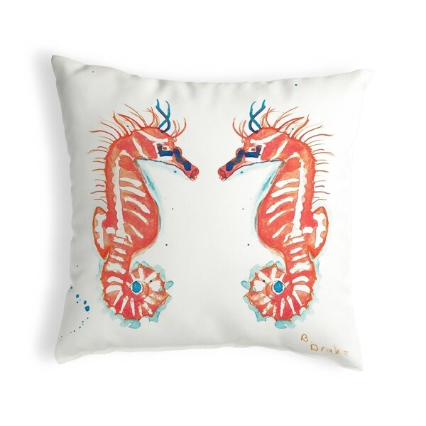 Coral Sea Horses Small No-Cord Pillow 11x14