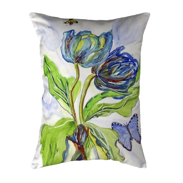 Tulips & Morpho Small No-Cord Pillow 11x14