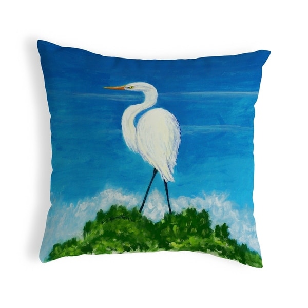 Great Egret Small No-Cord Pillow 12x12