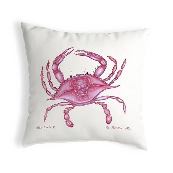 Pink Crab Small No-Cord Pillow 12x12
