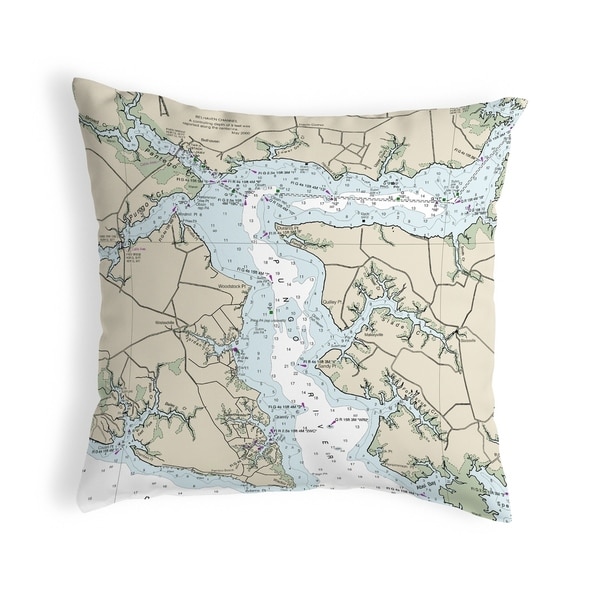 Pungo River, NC Nautical Map Noncorded Pillow 12x12