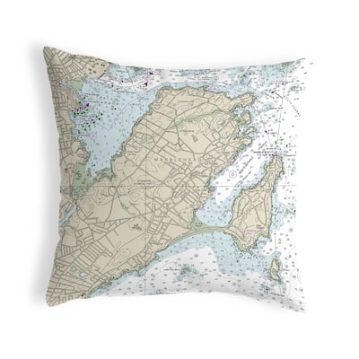 Marblehead, MA Nautical Map Noncorded Pillow 12x12