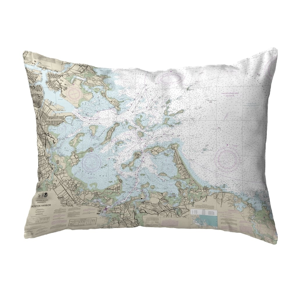 Boston Harbor, MA Nautical Map Noncorded Pillow 11x14