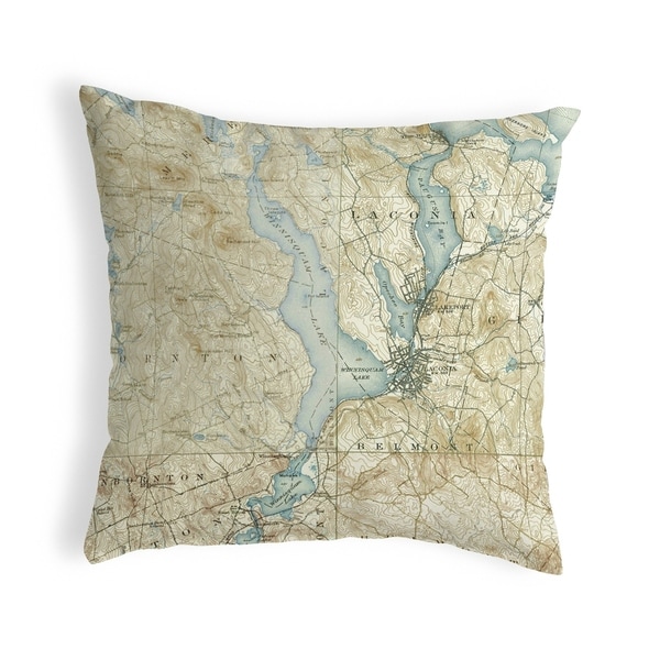 Lake Winnisquam, NH Nautical Map Noncorded Pillow 12x12