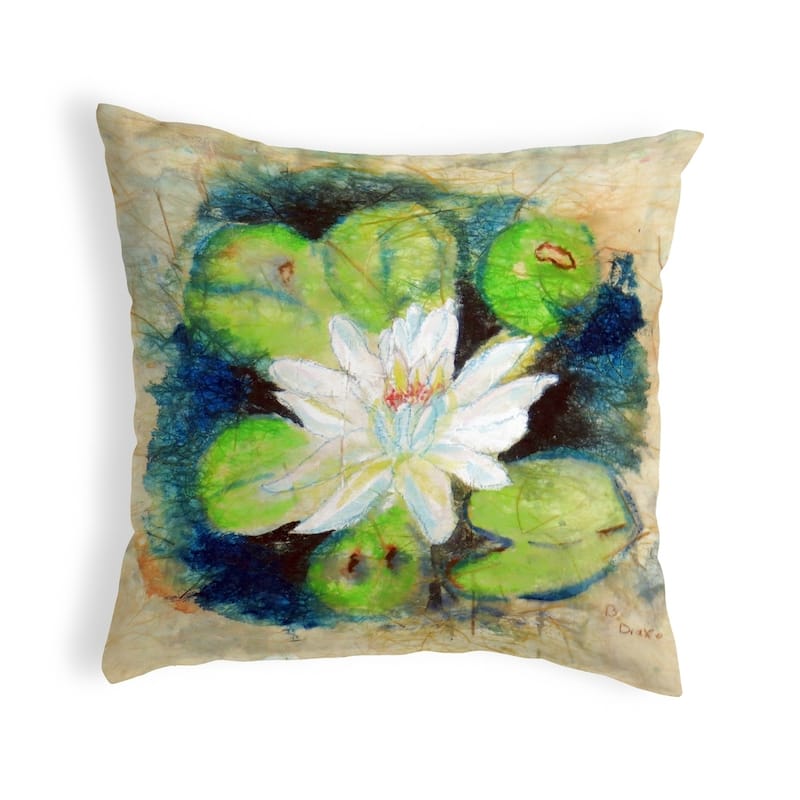 Water Lily on Rice Small No-Cord Pillow 12x12