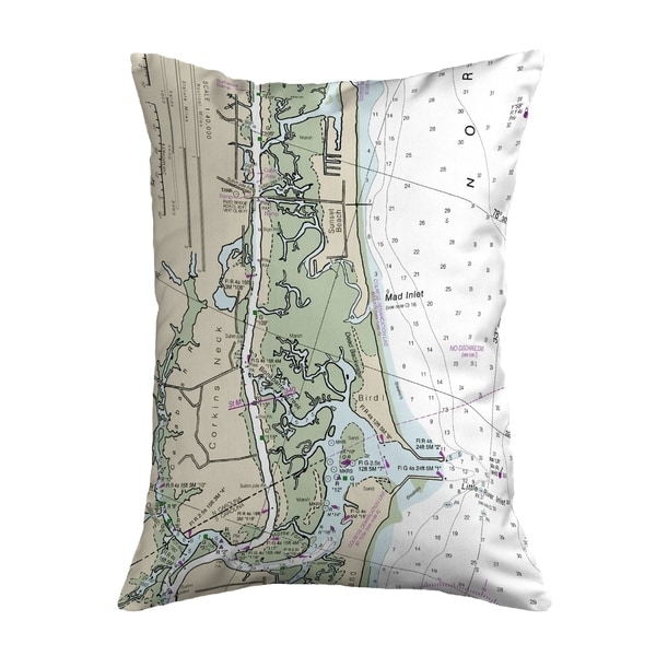 Sunset Beach, NC Nautical Map Noncorded Pillow 11x14