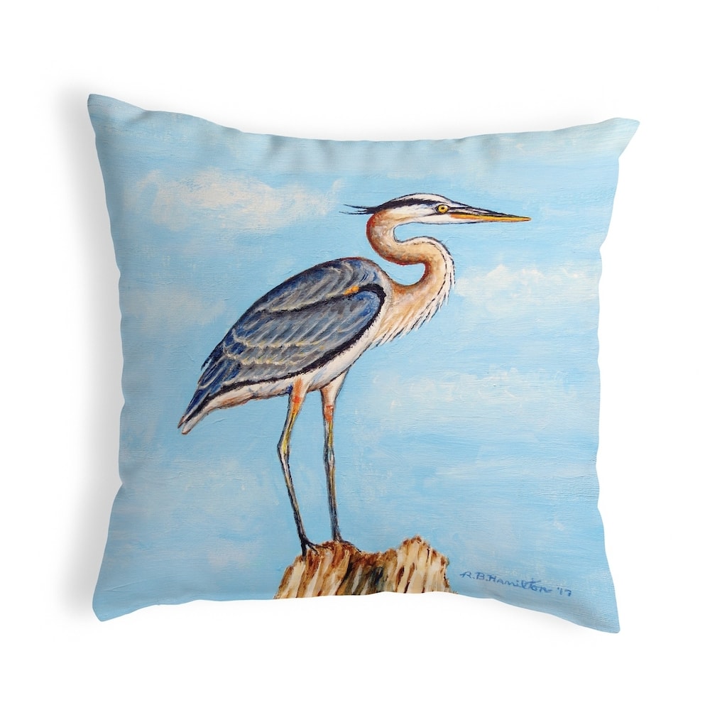 Blue Heron on Stump Small No-Cord Pillow 12x12