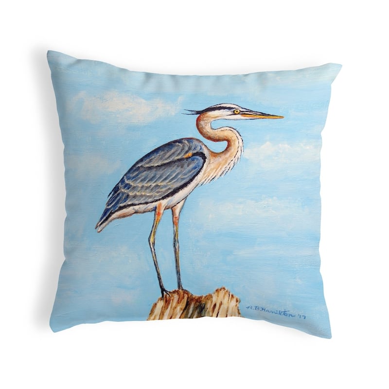 Blue Heron on Stump Small No-Cord Pillow 12x12