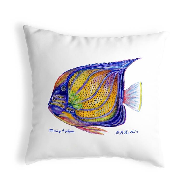 Blue Ring Angelfish Small No-Cord Pillow 12x12