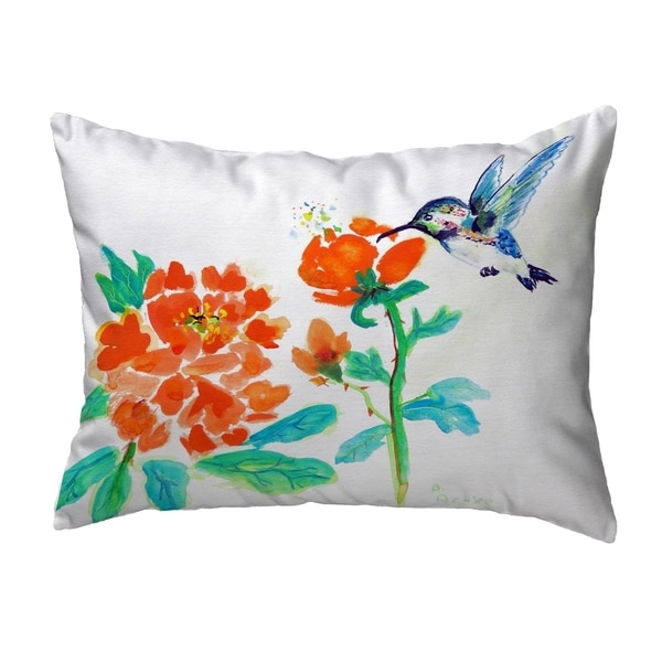 Hummingbird & Red Flower Small No-Cord Pillow 11x14