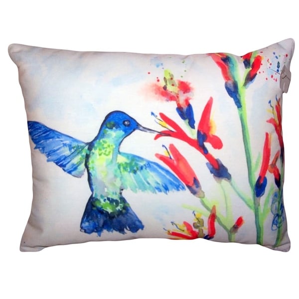 Hummingbird & Fire Plant No Cord Pillow 16x20