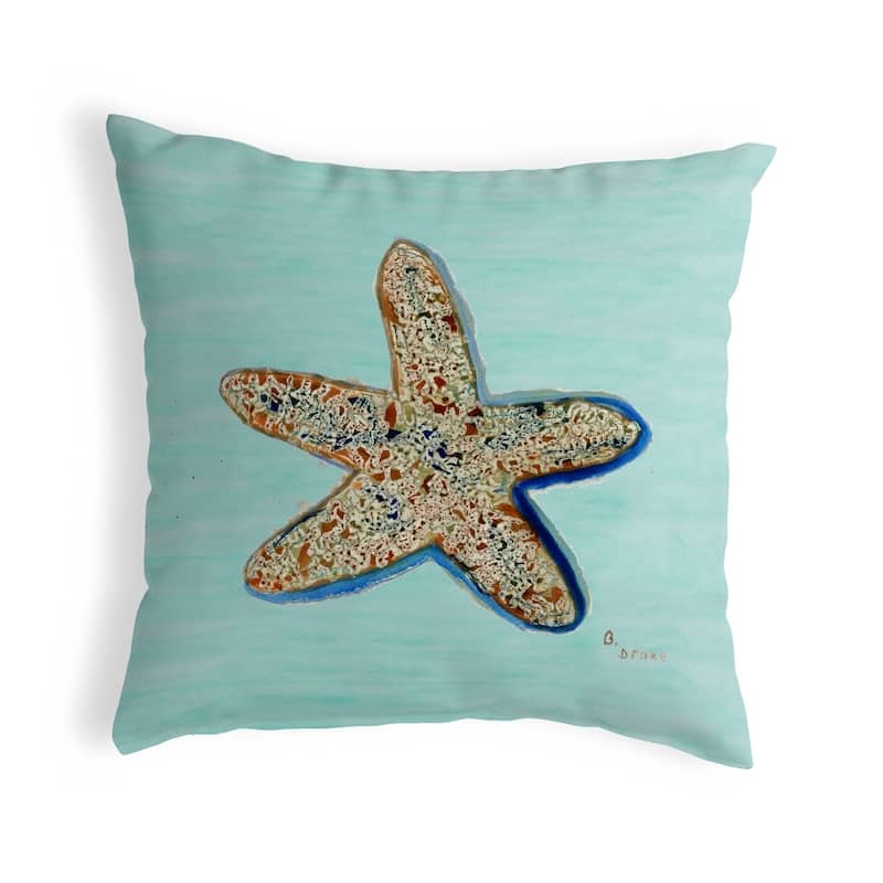 Starfish - Teal Small No-Cord Pillow 12x12