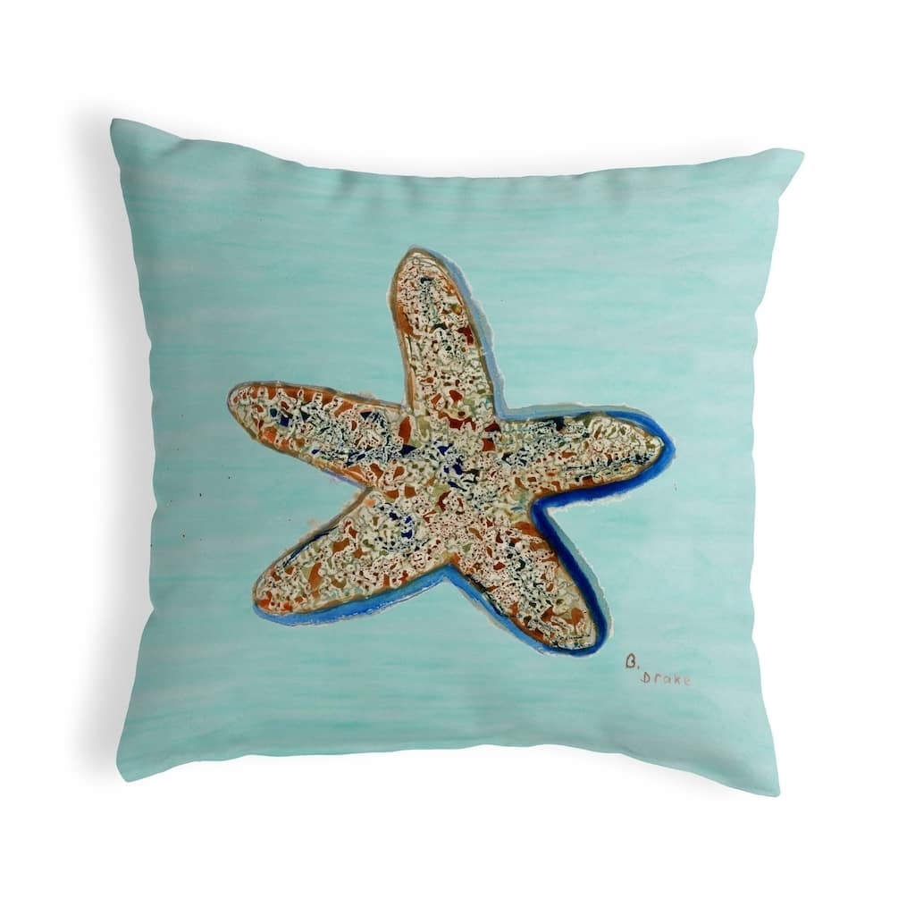Starfish - Teal Small No-Cord Pillow 12x12
