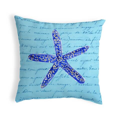 Blue Starfish Small No-Cord Pillow 12x12