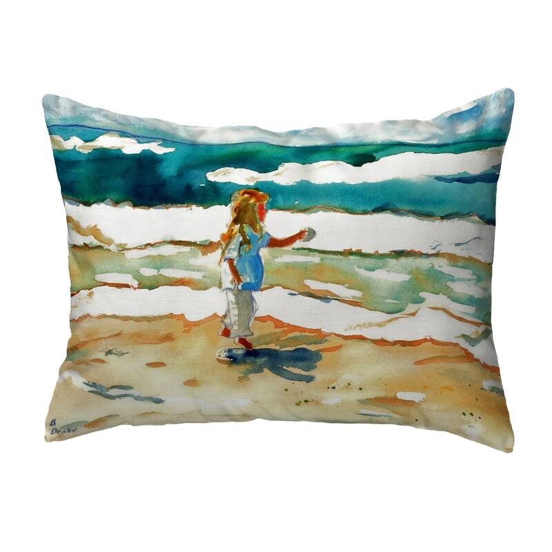 Girl at the Beach Small No-Cord Pillow 11x14