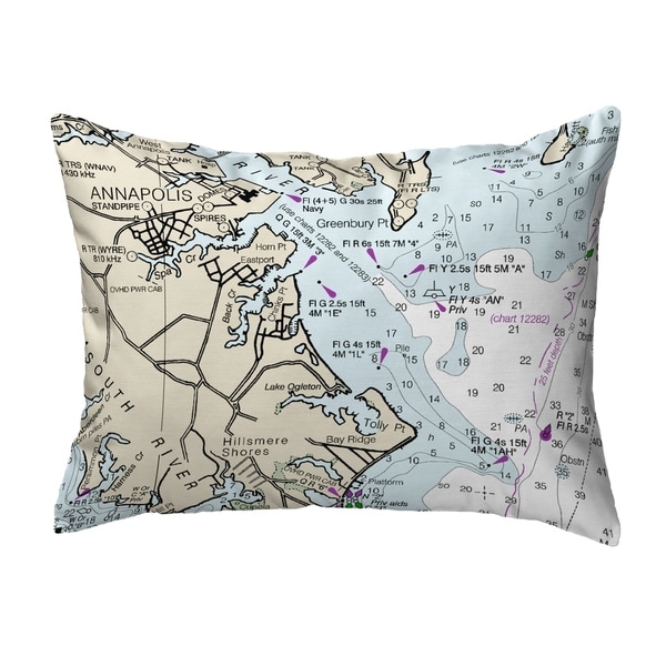 Annapolis, MD Nautical Map Noncorded Pillow 11x14