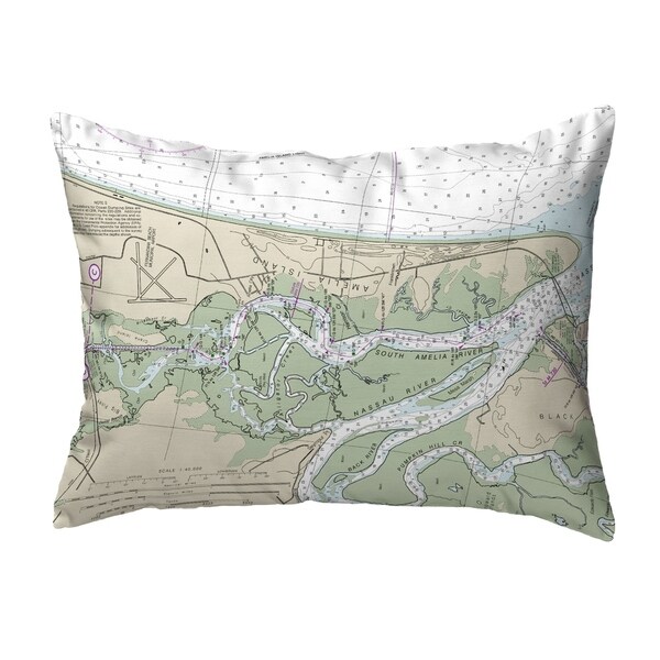 Amelia Island, FL Nautical Map Noncorded Pillow 11x14