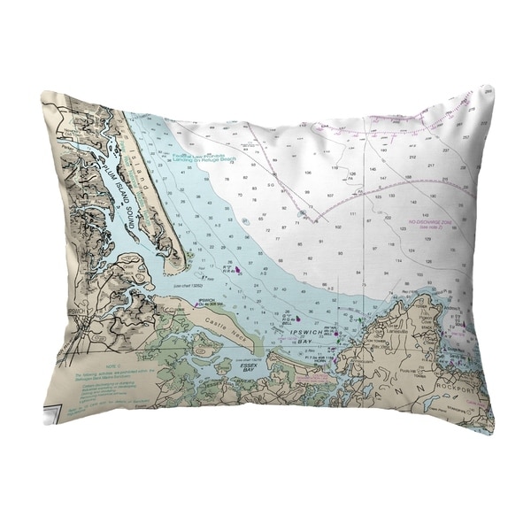 Plum Island Sound, MA Nautical Map Noncorded Pillow 11x14
