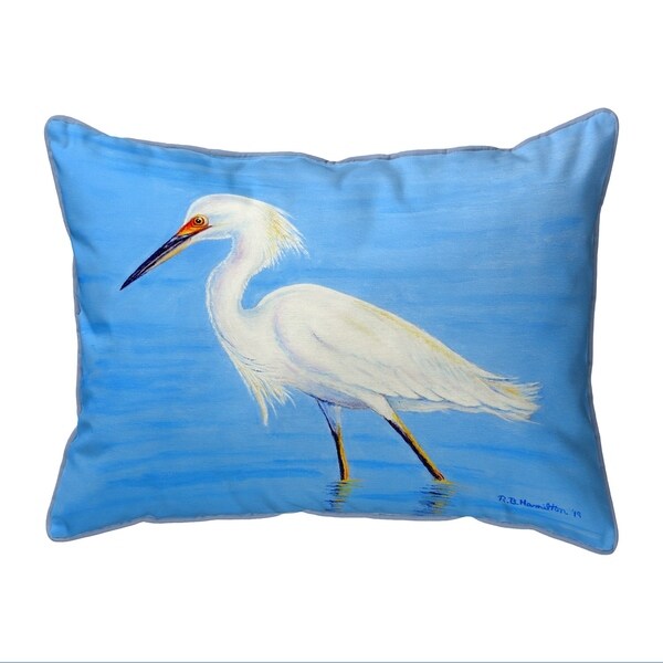 Stalking Snowy Egret Small Corded Pillow 11x14